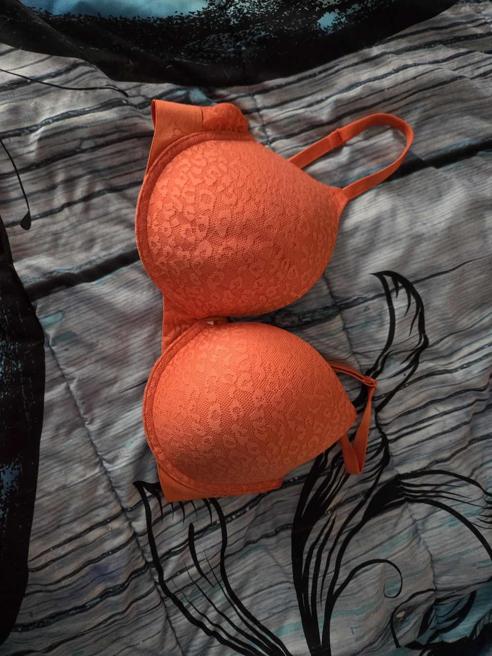 PINK Victoria's Secret Orange Lace Push-Up Bra